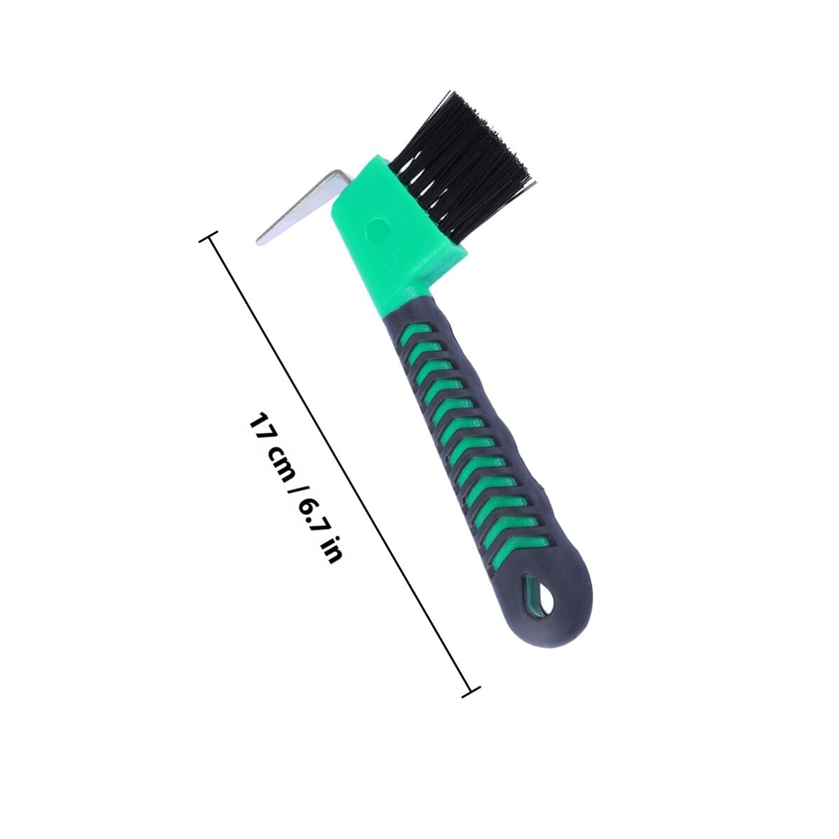 Ergonomic Rubber Grip Horse Hoof Pick with Built Brush Heavy Duty Rust-resistant Hoof Cleaning Tool for Efficient Dirt Removal and Daily Grooming Random Color