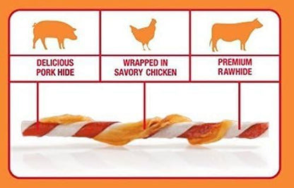 Good ‘n’ Fun Triple Flavor Twists for All Dogs, 70 Count, Treat Your Dog to Long-Lasting Chews Made with Beef Hide, Pork Hide and Chicken