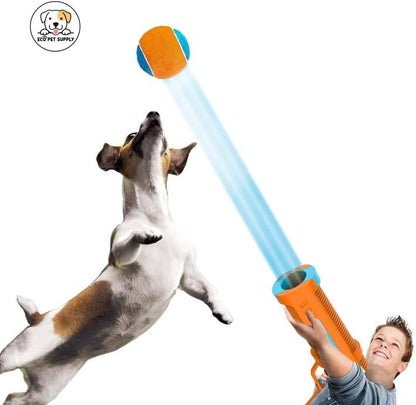 Dog Ball Launcher with 3 ETPU Balls, Interactive Pet Toy Blaster, Ball Thrower for Dogs