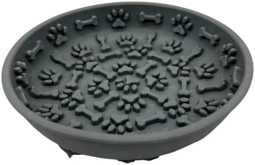 Grey Silicone Dog Lick Mat Feeding Bowl, Pet Food and Water Dish