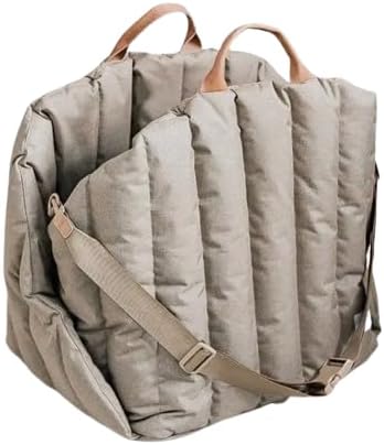 Dog Car Seat Cat Carrier Booster Seat on Car Armrest Travel Bags for Cats Dogs with Easy Carrying Strap Dog Travel Car Carrier, Dog Carry on Bag, pet Portable Bed (Beige, Large)