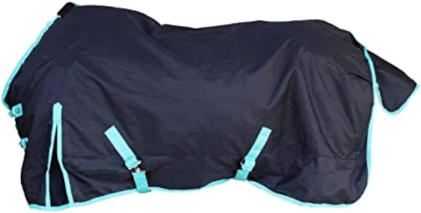 1200 Denier Horse RAIN Sheet (Waterproof/Breathable & Wind Proof Turnout Sheet) Horse Breathable RAINSHEET (Black-Turquoise, 76)