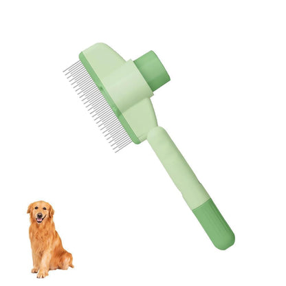 1PC Pet Grooming Comb with Self-Cleaning Button, Flea Cat and Dog Hair Brush for Loose Fur and Tangle Care, Metal Teeth Grooming Tool for Short and Long Coats, Easy-Clean Pet Brush