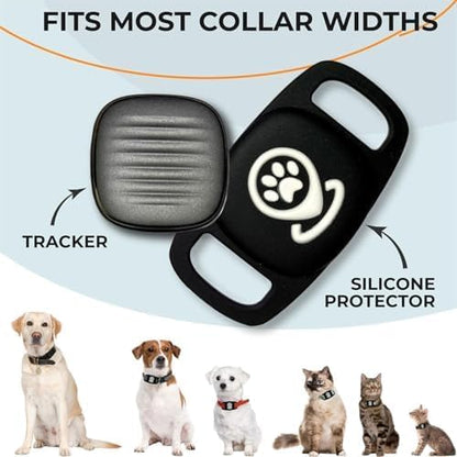 Pet Tracker for Dog Tracker Smart Pet Location Tracker with Holder, Smart Item Finder, MFi Certificated, Dog Tracking Device, No Monthly Fee, Black，Works with Find My (iOS Only)