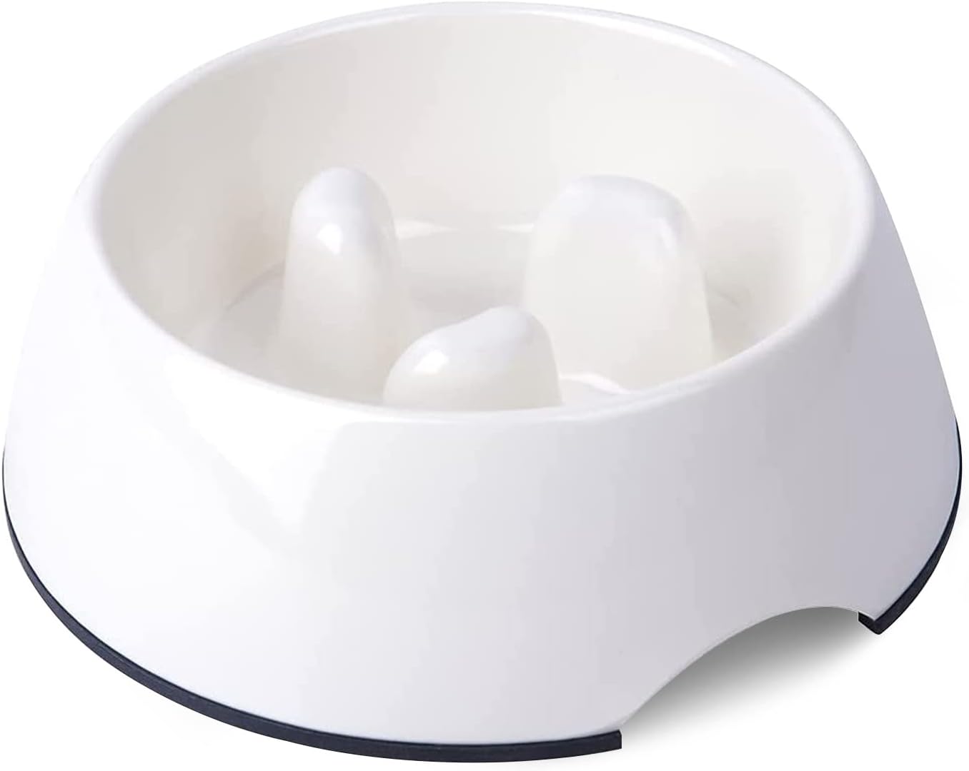 SUPERDESIGN Slow Feeder Dog Bowl Cat Bowl 1/2 Cup Slow Feeding Dog Bowl for Small Medium Breed Anti Gulping Healthy Eating Interactive Bloat Stop Fun Alternative Non Slip Puzzle Dog Food Bowl, White