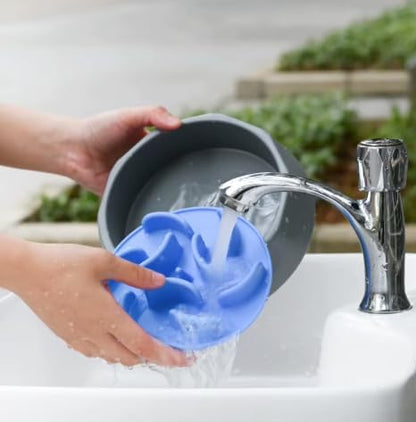 2 in 1 Slow Feed Dog Bowl with Anti-Choking Design, 7.5 Inch Pet Food Dish, Pink, Blue, Green (Pink)