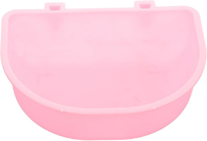 Hanging Pet Bowl Plastic Small Round Dog Bowl with Holder Pink for Puppies and Cats Suitable for Travel and Kennel Use