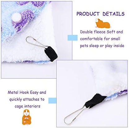 BOAO 2 Pcs Guinea Pig Rat Hammock Guinea Pig Hamster Ferret Hanging Hammock Accessories for Small Animals Chinchilla Parrot Sugar Glider Ferret Squirrel (Purple, Coffee Color, Heart Pattern)