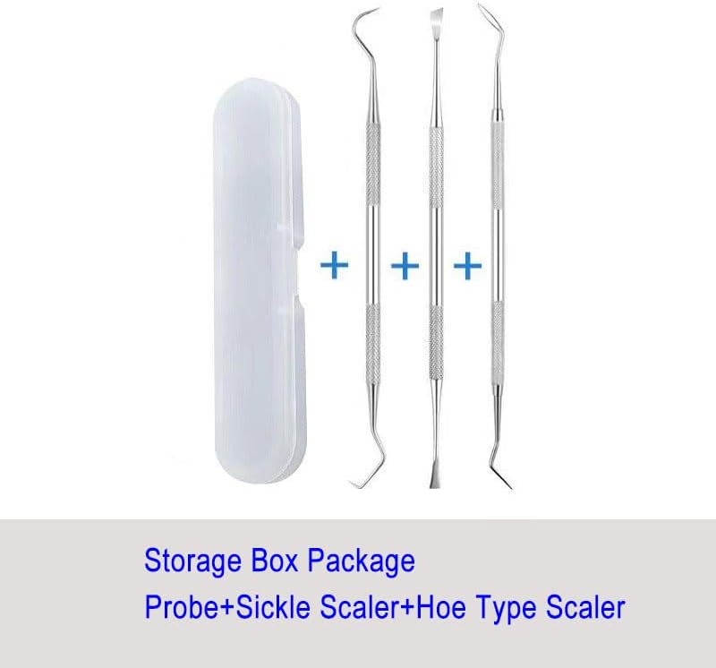 Pet Dog Cat Teeth Tartar Plaque Remover Stainless Steel Double Headed Scaler Scraper Dental Tooth Cleaning Tools Oral Care Hygiene Set(3 Pieces Different Shape Silver)