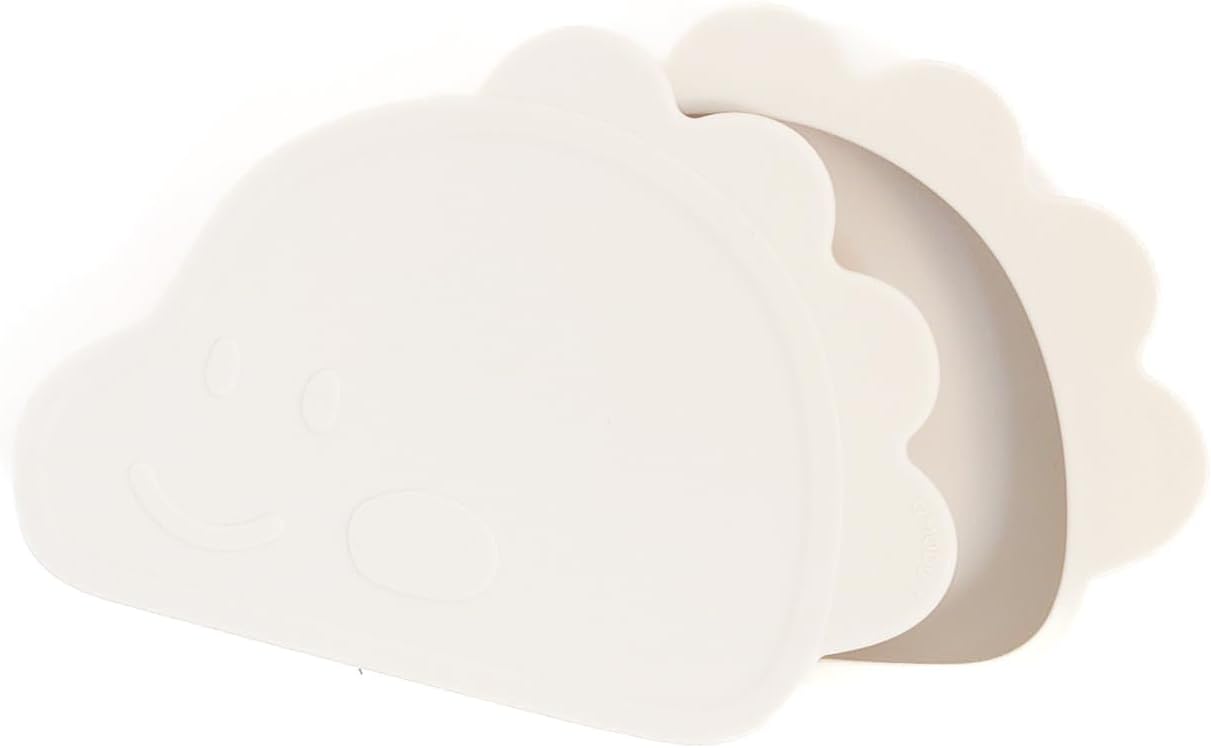 Platinum Silicone Dino Plate Set, Wellbeing Pet Bowl, Premium, Odorless, BPA-Free, Food-Grade, Non-Slip, Microwave & Dishwasher Safe, Sensitive Stomach, Eco-Friendly Travel Bowl (Cream)