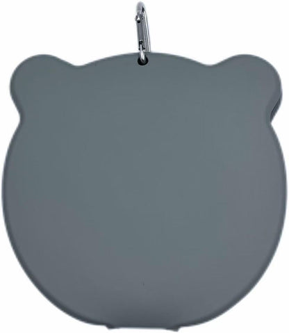 Portable Collapsible Dog Bowl, 2-in-1 Double-Sided Slow Feed Pet Dish with Non-Slip Base & Carabiner, for Hiking, Camping, Travel (Gray)