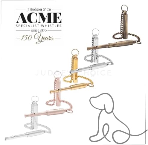 ACME original 'silent' dog training whistle no. 535. Adjustable frequency. Instruction leaflet included. Made in the UK. Good sound quality. Weather-proof. Solid brass with nickel plated finish