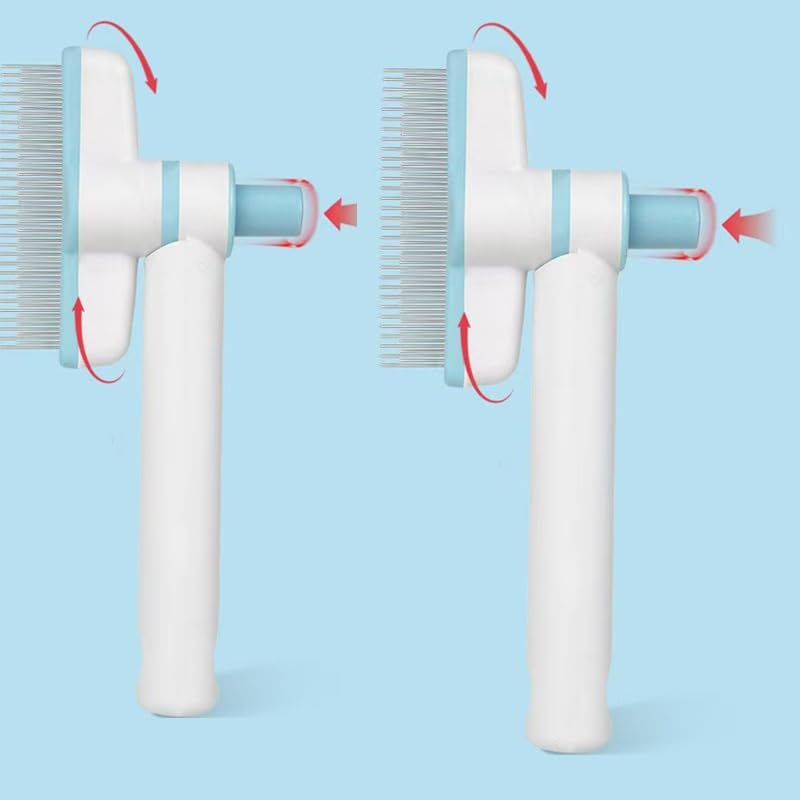 (2-Piece Set) Cat & Dog Flea Comb, Detangling Brush, Anti-Shedding Pet Grooming Comb 360° Rotating Brush Head, Long & Short Stainless Steel Teeth for Detangling & Oil Removal