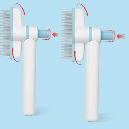 (2-Piece Set) Cat & Dog Flea Comb, Detangling Brush, Anti-Shedding Pet Grooming Comb 360° Rotating Brush Head, Long & Short Stainless Steel Teeth for Detangling & Oil Removal