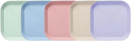 5pcs Whisker Fatigue Cat Bowl - 5.5 Inch Shallow Cat Food Dish Wide Cats Wet Feeding Bowls, PET Plate for Kittens and Short Legged Cats, Wheat Straw