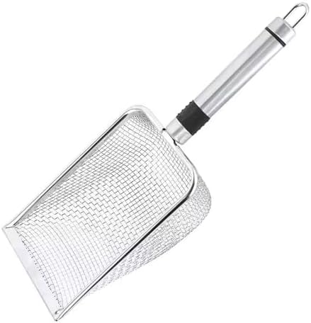 Kitten Growth Co. Cat Litter Scooper with Holder, Stainless Steel Mesh Litter Scoop, Sturdy Litter Cleaner Corner Shovel, Easy to Clean, Non-Slip Handle, Suitable for All cat Litter (2.0mm)