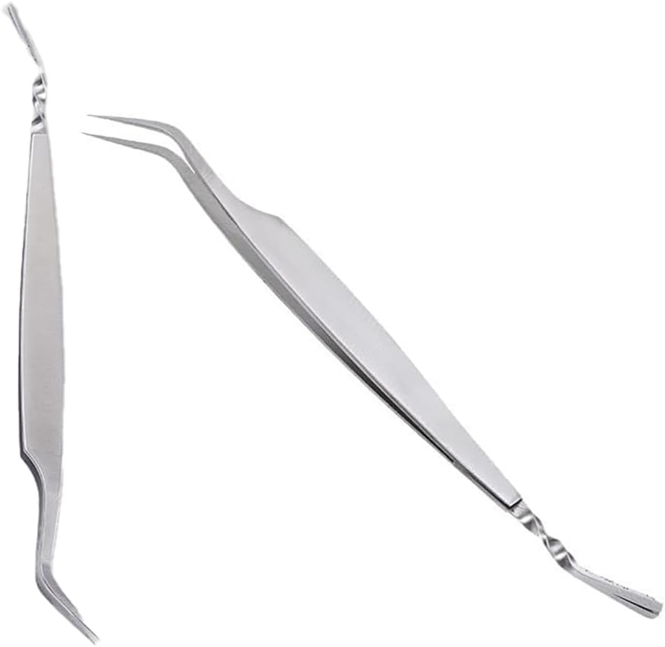 1 Pc Silver 2 in 1 Tick Removal Tool for Pets, Stainless Steel Tick Remover Tools, Professional Tick Tweezers Ticks Remover for Dogs, Cats and Humans, Flea and Tick Control