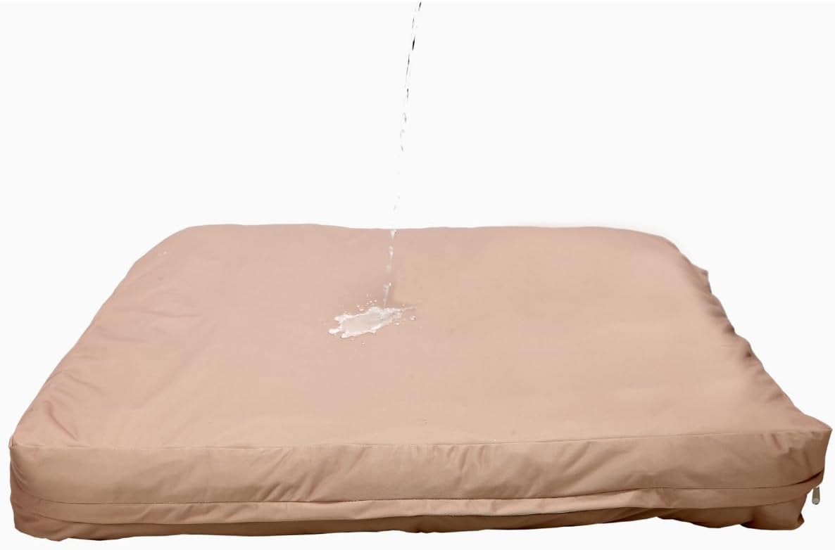 Dog Bed Cover – Waterproof Cover for Dog Bed – Heavy Duty, Machine Washable Zippered Liner – Durable, USA-Made Fabric for Pets – Ideal Pet Bedding Protector for Accidents and Messes - Medium (Tan)