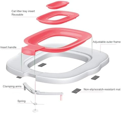 Cat Toilet Training Kit, ABS Plastic Step by Step System Reusable Tray for Litter Box Elimination and Home Cleanliness with Instructional Manual
