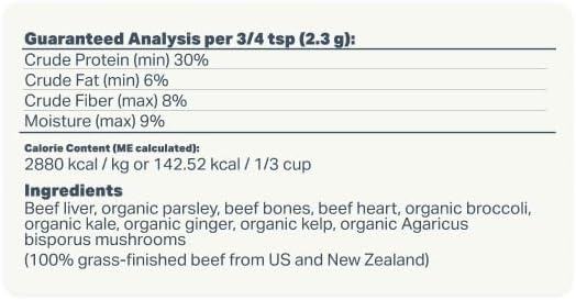 FOUR LEAF ROVER Meat Mixer - Premium Dog Food Base Mix for Homemade Dog Food - Easy to Prepare, Serve Cooked or Raw, with Grass-Finished Beef and Organic Greens - Grain Free 1.09 lbs