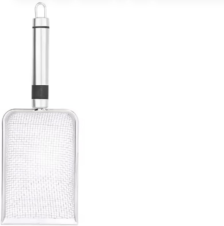 Kitten Growth Co. Cat Litter Scooper with Holder, Stainless Steel Mesh Litter Scoop, Sturdy Litter Cleaner Corner Shovel, Easy to Clean, Non-Slip Handle, Suitable for All cat Litter (2.0mm)