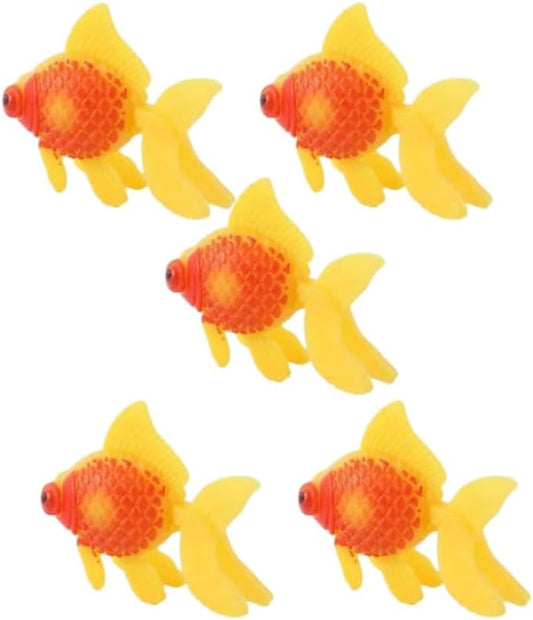 5 Pack Gold,Orange Artificial Aquarium Fishes Fake Fish Plastic Fish Aquarium Moving Fishes Ornament Decoration Orange Goldfish for Aquarium Fish Tank Aquarium Décor Thematic Ornaments,Aquarium Décor