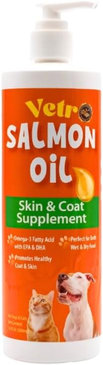 Vetr Norwegian Salmon Oil for Dogs & Cats, 16.9 oz - Omega 3 Fish Oil for Healthy Skin, Shiny Coat, Joint & Heart Health