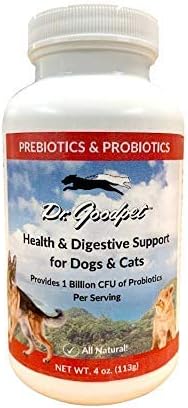 Dr. Goodpet Probiotics + Prebiotics for Dogs and Cats | Billions of High-Potency CFU's | Laboratory Proven Dog & Cat Powder for Gut Flora, Superior Digestive Health, Diarrhea & Constipation | USA Made