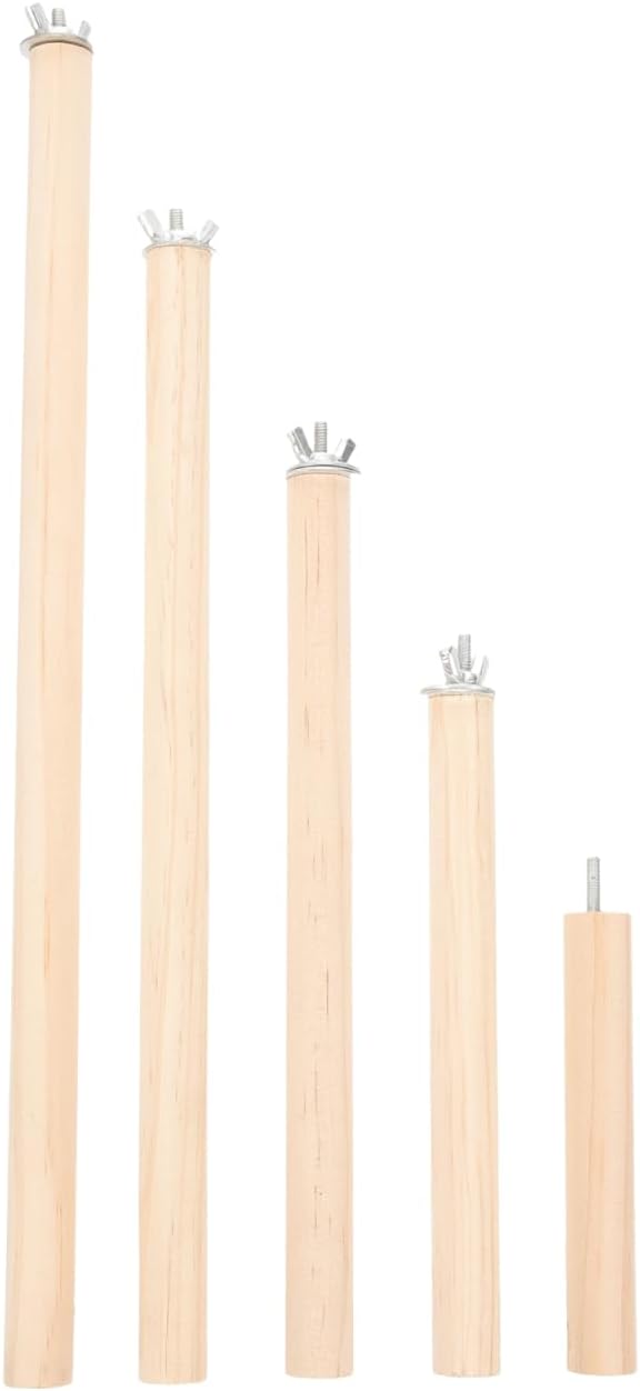 DECHOUS 5Pcs Wooden Bird Perches Parrot Stand Branches Natural Wood Pet Bird Cage Wooden Hanging Perch Platform Hammock Swing Toys Parakeet Cockatiel Stand Accessories