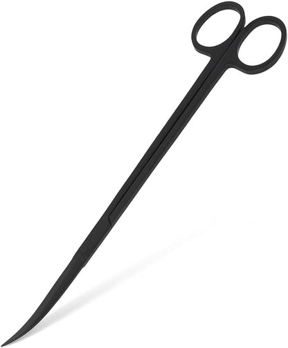 Mandala Crafts 12 Inches Black Stainless Steel Curved Aquarium Scissors for Trimming Aquatic Plants – Bent Aquascape Scissors for Fish Tanks, Hospital Tanks, Goldfish Bowls, and Terrariums