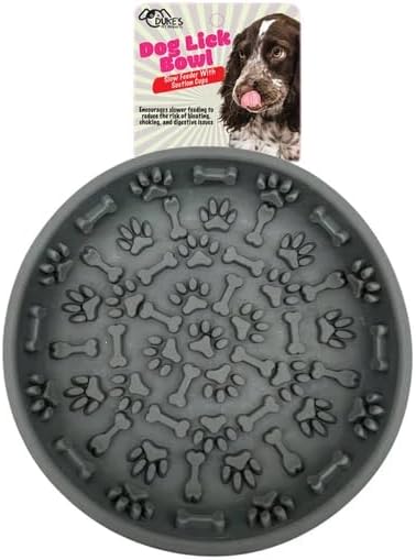 Grey Silicone Dog Lick Mat Feeding Bowl, Pet Food and Water Dish