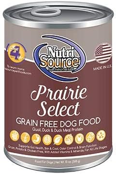 NutriSource Grain Free Prairie Select Duck, Turkey & Turkey Liver Canned Dog Food- 13oz- Pack of 12