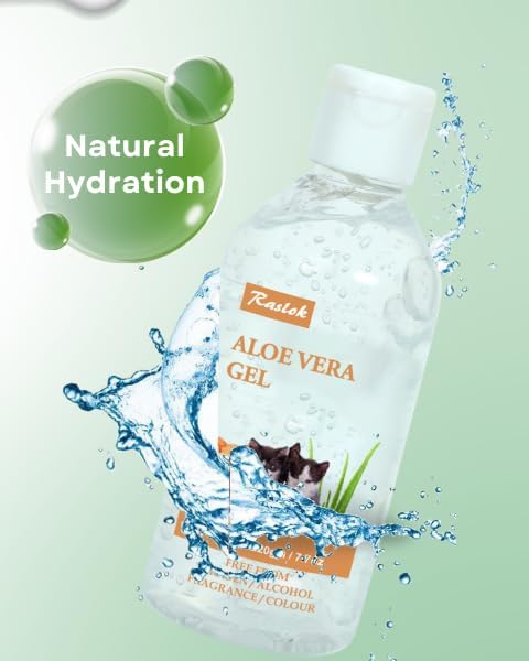 Aloe Vera Gel for Cats (Feline) 99% Natural, Hydrating Skin & Coat Care – Free from Paraben, Alcohol, Fragrance & Color – 220gm (7.7oz)