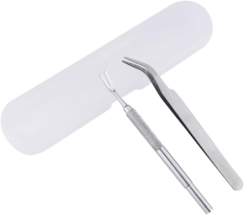 2 Pcs Dog Tick Remover Tweezer Dog Tick Puller Fine Point Curved Tweezer Cat Flea Removal Tool Pet Tick Removal Kit with Storage Box