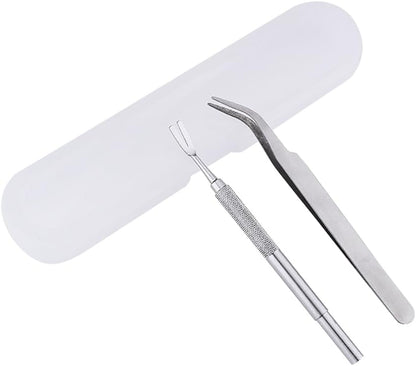 2 Pcs Dog Tick Remover Tweezer Dog Tick Puller Fine Point Curved Tweezer Cat Flea Removal Tool Pet Tick Removal Kit with Storage Box