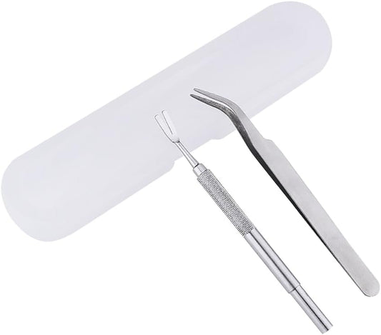 2 Pcs Dog Tick Remover Tweezer Dog Tick Puller Fine Point Curved Tweezer Cat Flea Removal Tool Pet Tick Removal Kit with Storage Box