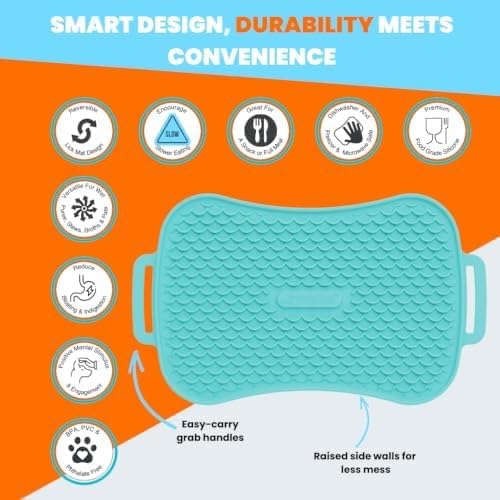 Marley Reversible Lick Mat. Reversible Dog Lick Mat. Lick Mat for Dogs. Premium Food-Grade Silicone Slow Feeder Dog Feeding Mat Non-Slip Design Dog Treat Mat