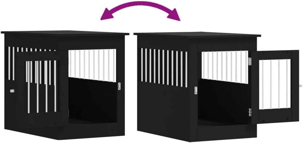 LUMILAND Stylish Dog Crate Furniture for Comfort and, 2-in-1 End Table and Cozy Kennel, Black