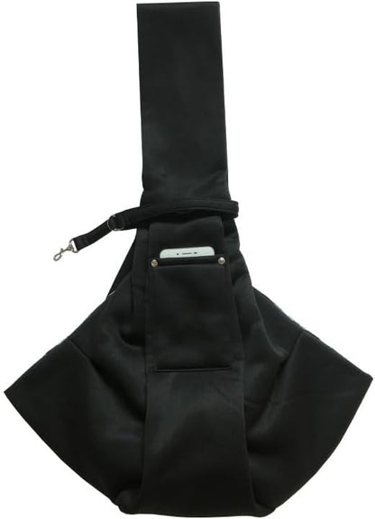 Soft Cotton Pet Sling Carrier for Cats & Small Dogs – Hands-Free Shoulder Bag, Breathable & Comfortable Tote for Outdoor Walks (Black)