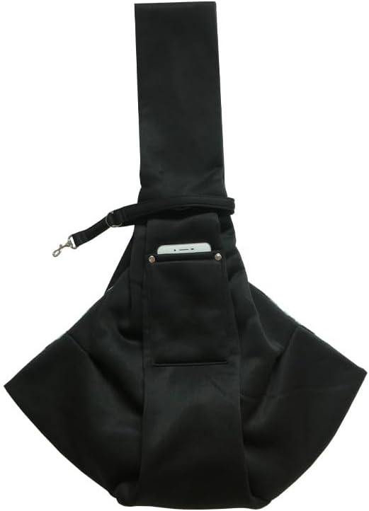 Soft Cotton Pet Sling Carrier for Cats & Small Dogs – Hands-Free Shoulder Bag, Breathable & Comfortable Tote for Outdoor Walks (Black)