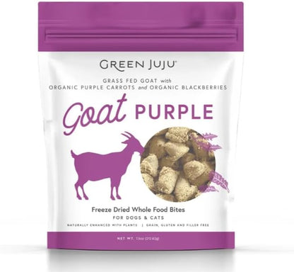 Green Juju, Goat Purple Freeze-Dried Whole Food Bites for Dogs & Cats, 7.5 Ounce