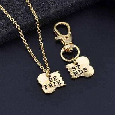 Guqqeuc 2pcs BFF Friendship Gifts: Gold Matching Pendant Necklace & Dog Bone Keychain for Dog Owner, Christmas & Birthday Gifts