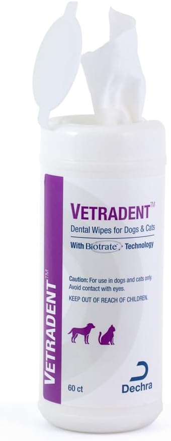VETRADENT Dental Wipes for Dogs and Cats, 60ct