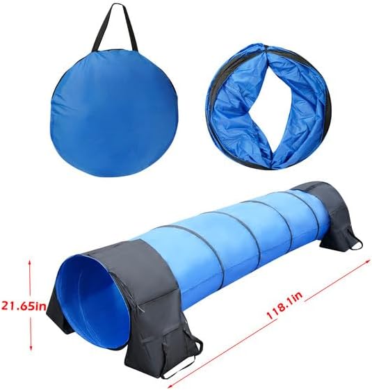 Rain Queen 10 Foot Dog Agility Tunnel with Sandbagsl - Premium Dog Agility Equipment for Effective Pet Agility Training.