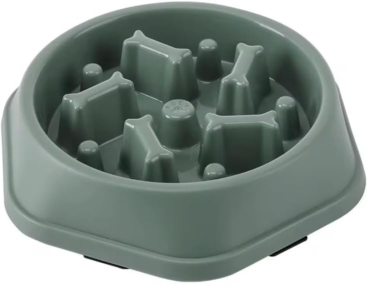 Slow Feeder Anti Gulp Easy Digestion Feeder Bowl (Light Green, Medium)