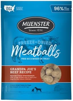 Muenster Adult Dry Dog Food, Small Breed, Large Breed - 22lb Bag Ancient Grain w/with Freeze-Dried Meatballs Chicken &