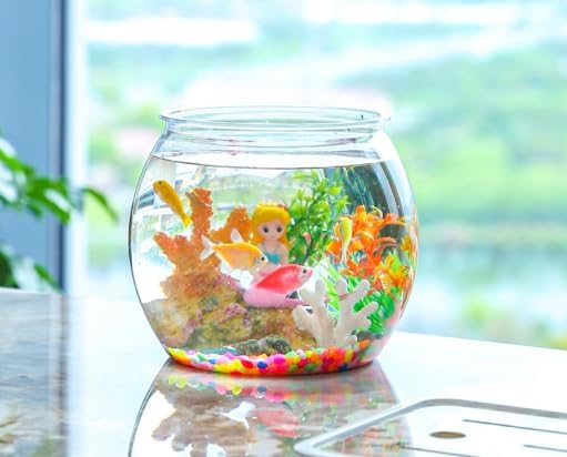 2Pcs Plastic Fish Bowls, 135oz Round Plastic Fish Tank 1 Gallon Aquarium Hydroponic Planter Floral Container for Candy, Carnival Games, Prizes, Party and Table Centerpiece Home Decor