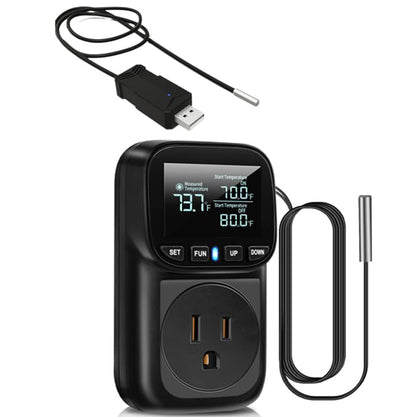 Diymore Digital Temperature Controller Outlet,1800W Plug in Thermostat,Heating Cooling Mode,120V Incubator Room Thermometers Gauge Reptile Thermostat Greenhouse Thermomete for House Pool Thermometer