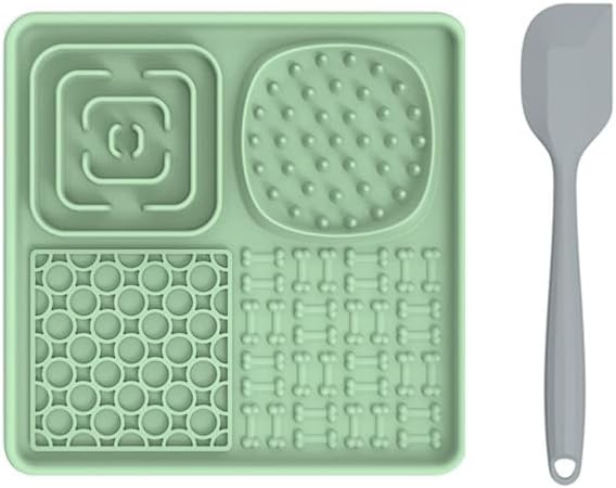 Dog Lick Mat with Suction Cups & Bonus Spatula – Slow Feeder Licking Pad for Dogs & Cats, Calming Treat Mat for Bath, Grooming & Anxiety Relief, Dishwasher Safe Silicone Pet Mat