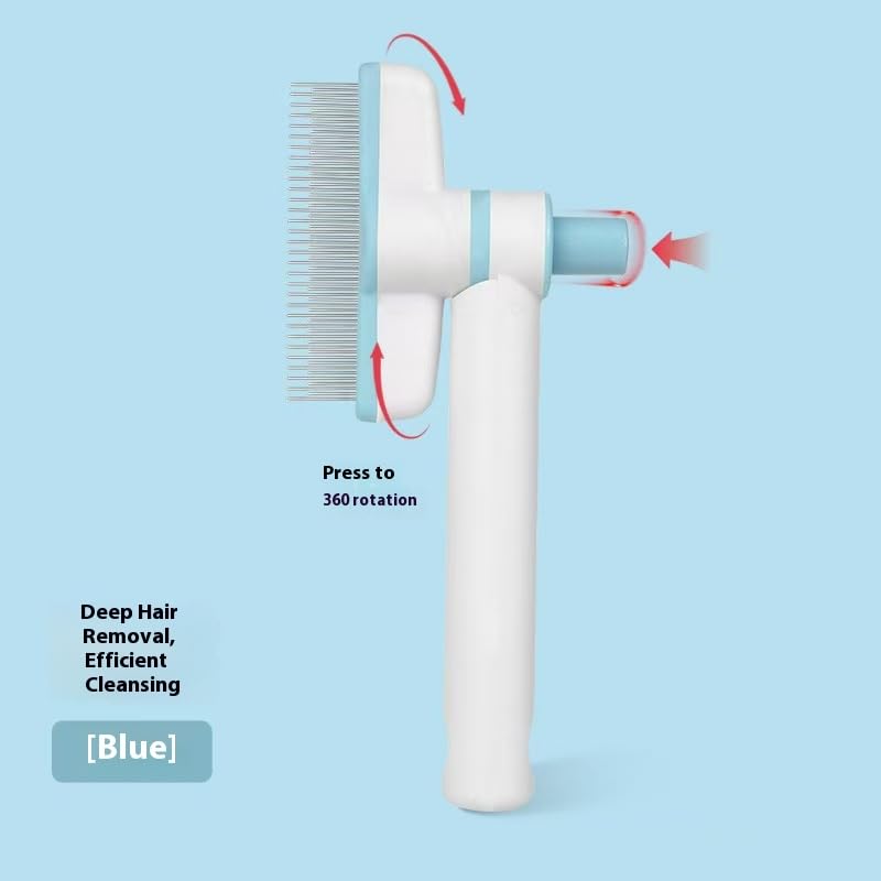 (2-Piece Set) Cat & Dog Flea Comb, Detangling Brush, Anti-Shedding Pet Grooming Comb 360° Rotating Brush Head, Long & Short Stainless Steel Teeth for Detangling & Oil Removal